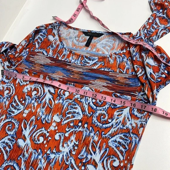 BCBGMAXAZRIA small dress colorful bohemian pattern long sleeved scoop neck dress - Picture 5 of 10